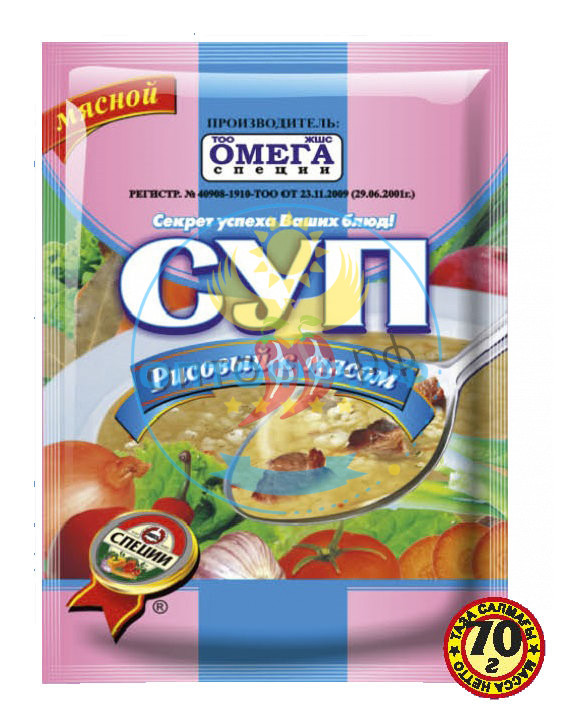 Омега Суп Рисовый с мясом 70гр (кор*70)