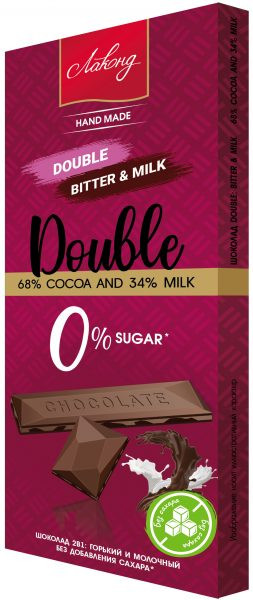 Лаконд Шоколад Double: Bitter&Milk без добавления сахара 80гр (кор*30)