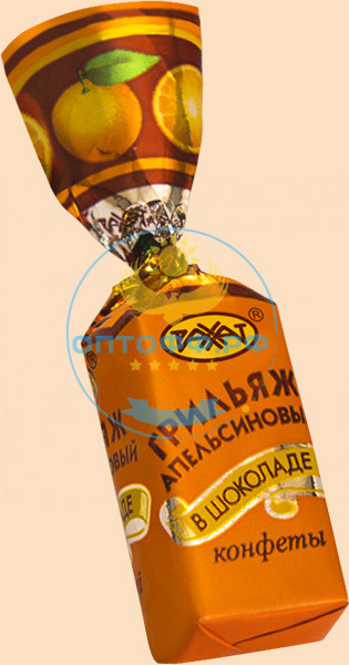Рахат Конфеты Грильяж АПЕЛЬСИНОВЫЙ в шок 1 кг (кор*6)