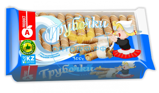 Алматинский продукт вафельные трубочки с молочной начинкой 300гр (кор*12)