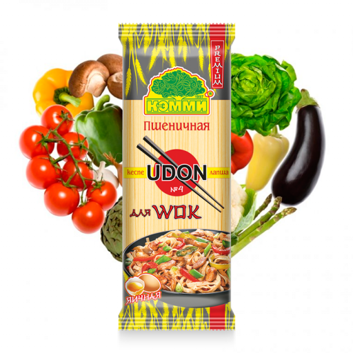 Кемми Лапша пшеничная PREMIUM UDON №4 для WOK  250гр (кор*30)