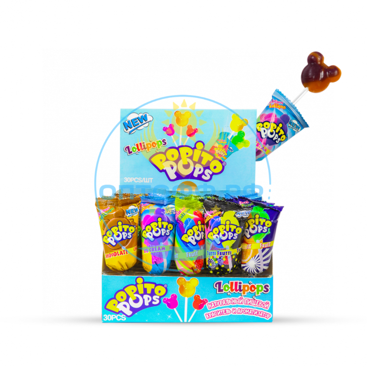 ЯКАР Карамель на палочке Popito Pops 15 гр (шоубокс 30 шт) (кор*8)