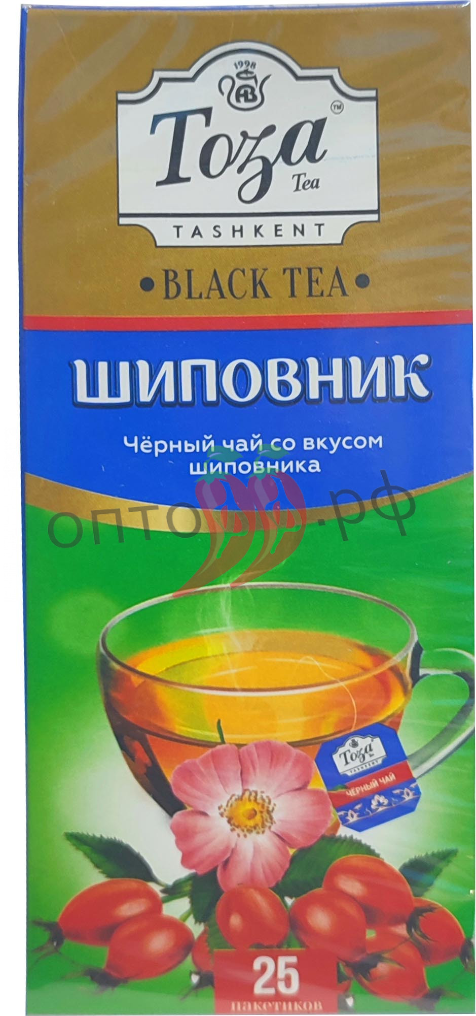Чай Тоза черный с ароматом шиповника 25 пакетиков (кор*24)