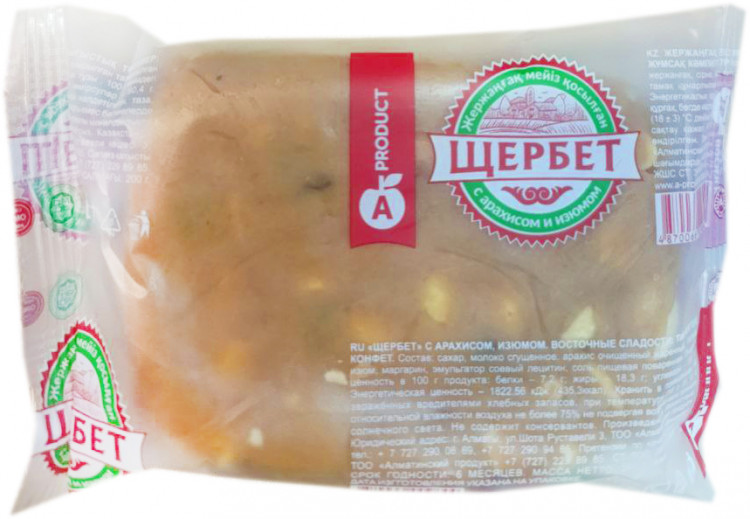 Алматинский продукт Щербет с арахисом и изюмом 200гр (кор*48)