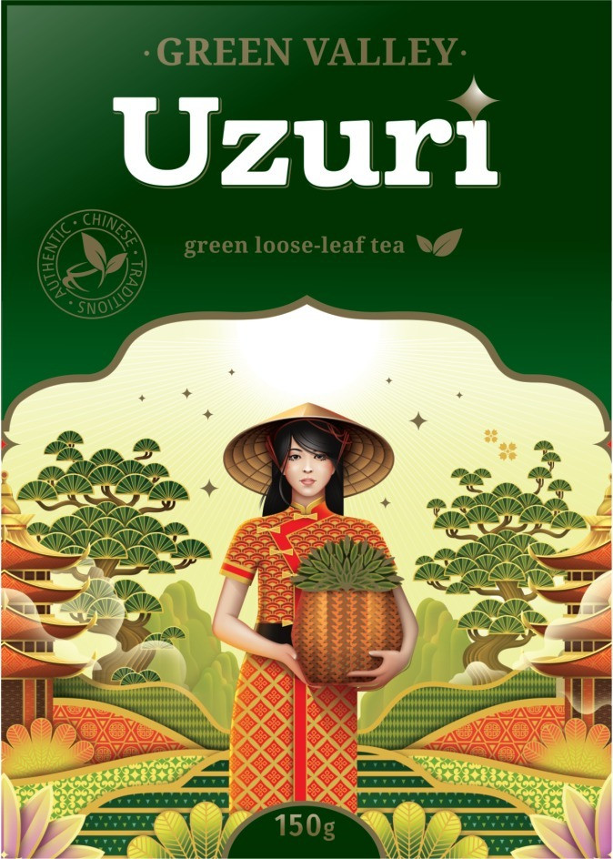 Чай Uzuri Green Valley 150гр зеленый листовой (кор*40)