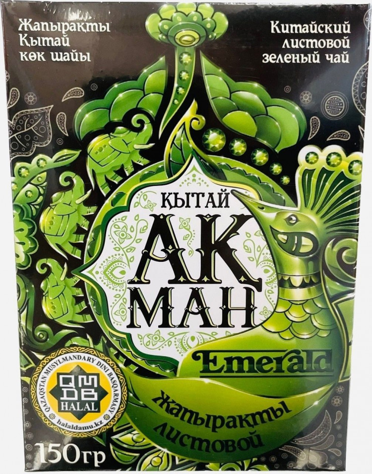 Чай Акман Emerald 150гр зеленый лист китайский (кор*40)